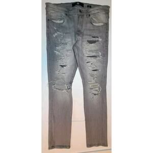 Jordan Craig Jeans Sean Fit Gray Denim Ripped Destroyed Jeans Mens 36/32